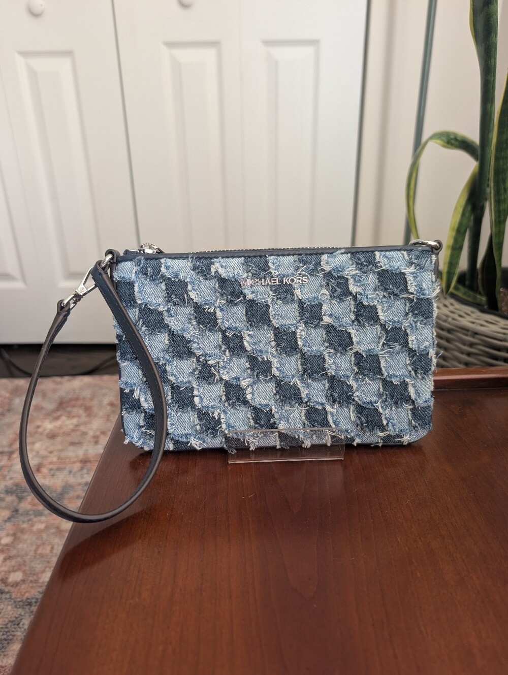 Michael Kors Jet Set Patchwork Denim Wristlet - Picture 2 of 11